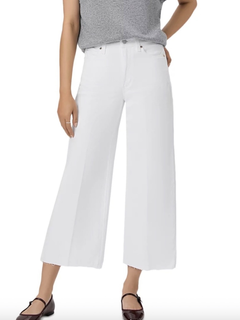 PAIGE Petites Anessa High Rise Wide Leg Jeans in Crisp White 30P